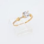 Anillo de Compromiso c/ Zircones & Corazones - Oro Amarillo 18Kts