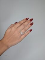 Anillo Compromiso Aro Diamantes Pave (0.16 Ct) & Zircon Redondo Central (6.5 mm) - Oro Blanco 18Kts - Image 2