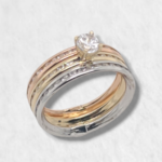 Anillo Tres Aros c/ Zircones - Oro Tres Tonos 14Kts