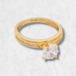 Anillo Compromiso c/ Zircones Pave & Zircon Central - Oro Amarillo 14Kts