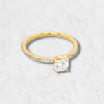 Anillo Compromiso c/ Aro Diamante & Diamante de Laboratorio Central - Oro Amarillo 18Kts