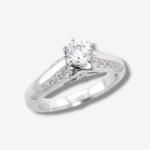 Anillo Compromiso Catedral c/ Diamante Central - Oro Blanco 14Kts