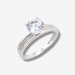 Anillo Compromiso c/ Zircones Pave & Zircon Central - Oro Blanco 14Kts