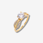 Anillo de Compromiso c/ Lazo & Zircones Pave - Oro Amarillo 18Kts