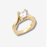 Anillo de Compromiso c/ Diamantes & Zircon Central - Oro Amarillo 18Kts