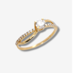 Anillo de Compromiso c/ Lineas Curvas & Zircones Pave - Oro Amarillo 18Kts