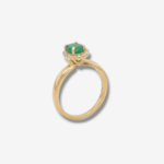 Anillo Compromiso c/ Esmeralda & Diamantes - Oro Amarillo 18Kts