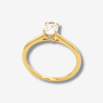 Anillo Compromiso c/ 2 Diamantes Laterales & Base Diamantes Pave c/ Zircon Central - Oro Amarillo 18Kts