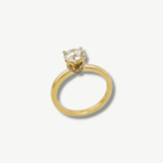 Anillo Compromiso Diamante LG (0.75 Ct) c/ Cintillo en V Diamantes Pave  - Oro Amarillo 18Kts
