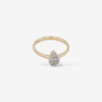 Anillo Compromiso Gota de Diamantes (0.27 Ct) & Aro Liso - Oro Amarillo 14Kts