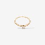 Anillo Promesa/Compromiso Aro Acanalado c/ Diamante (0.11 Ct) & 4 Prongs - Oro Amarillo 14Kts
