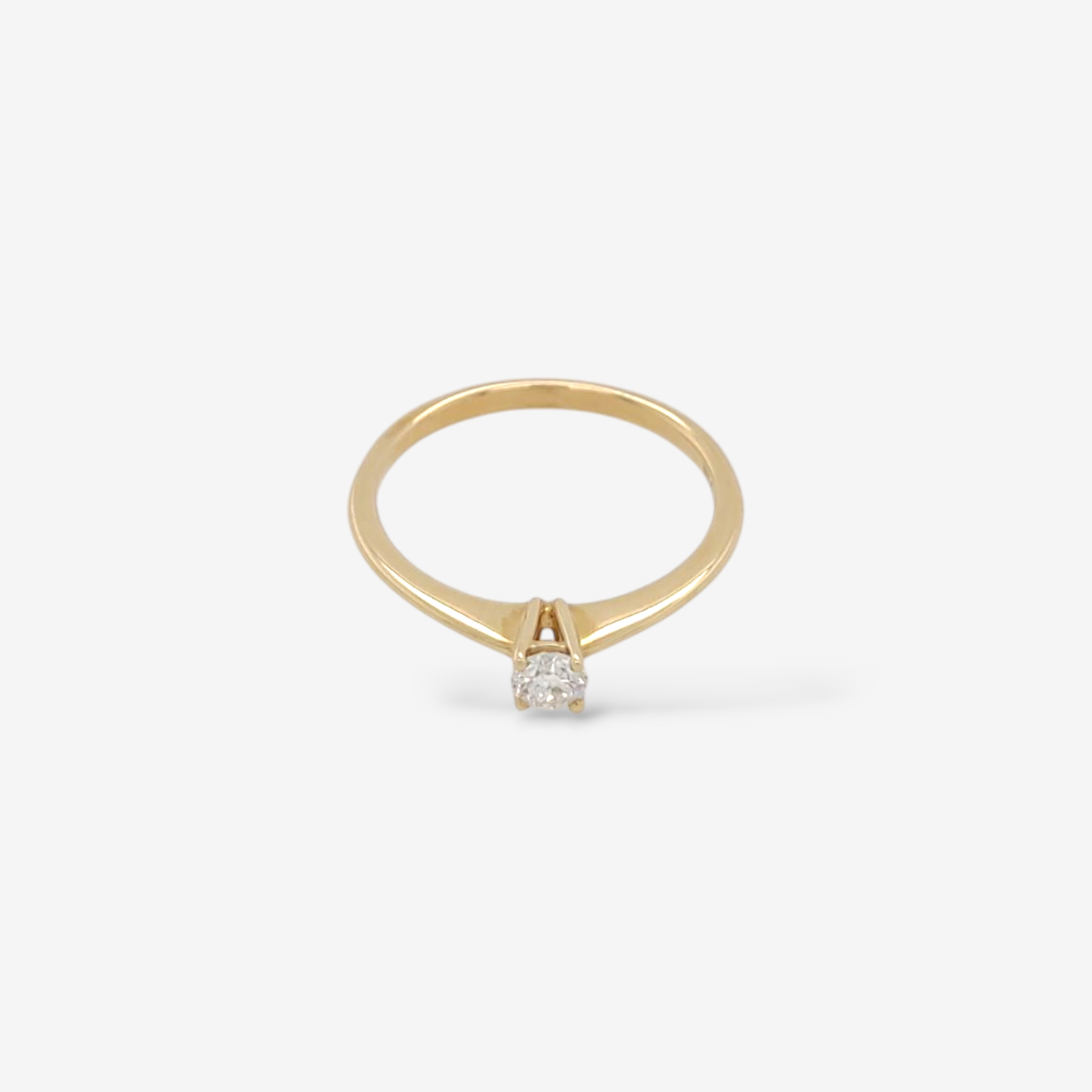 Photoroom-20250306_133412.png Anillo Promesa/Compromiso Aro Liso c/ Diamante Redondo (0.20 Ct) & 4 Prongs - Oro Amarillo 14Kts - Image 1