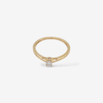Anillo Promesa/Compromiso Aro Liso & Diamante Redondo (0.15 Ct) c/ 4 Prongs - Oro Amarillo 14Kts