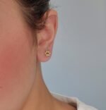 Zarcillos (6 x 10 mm) Screwback Ojos c/ Zircones Paves  - Oro Amarillo 14Kts - Image 2