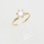 Anillo Compromiso con Zircon Central (6 prongs)- Oro Amarillo 14Kts