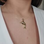 Dije (27 x 24 mm) Delfin Puff Ojo c/ Zircon - Oro Amarillo 18Kts - Image 2
