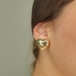 Zarcillos (20 x 20 mm) Post Corazones Puff Grandes - Oro Amarillo 14Kts - Image 2