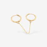 Zarcillo (Ø 11.5 mm) Unitario c/ 2 Argollas Finas Unidas c/ Cadena Cable Fina (3 cm) - Oro Amarillo 14Kts