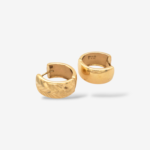 Zarcillos (16 mm) Huggies Reversibles Liso/Diamantado Espiga (7.5 mm) - Oro Amarillo 14Kts