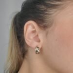 Zarcillos (16 mm) Huggies Reversibles Liso/Diamantado Espiga (7.5 mm) - Oro Amarillo 14Kts - Image 2