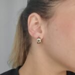 Zarcillos (16 mm) Huggies Reversibles Liso/Diamantado (7.5 mm) - Oro Amarillo 14Kts - Image 3