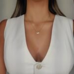 Cadena (45 cm) Fina Cable c/ Corazon Mediano & Diamante Pave (0.50 Ct) c/ Cierre Spring - Oro Amarillo 18Kts - Image 2