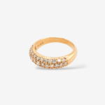 Anillo (5 mm) Aro Media Cana c/ Diamantes Naturales Pave (0.60 Ct) - Oro Rosado 18Kts