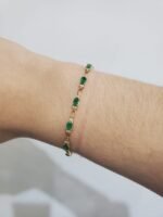 Brazalete (18 cm) c/ 9 Esmeraldas Ovaladas Diamantes & Links Ovales c/ Cierre Lobster - Oro Amarillo 14Kts - Image 2