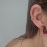 Zarcillo (13 mm) Unitario Earcuff Doble Linea Twist Lisa & Diamantes Pave (0.04 Ct) - Oro Amarillo 14Kts - Image 2