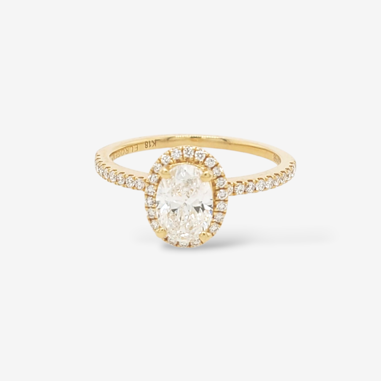 20260325_145614-1.png Anillo (0.78 Ct) Compromiso Labgrown Oval Aro & Halo de Diamantes Pave Naturales (0.20 Ct) - Oro Amarillo 18Kts - Image 1