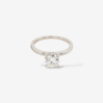 Anillo (1.04 Ct) Compromiso Diamante Redondo Labgrown c/ 4 Prongs & Hidden Halo Diamantes - Oro Blanco 18Kts