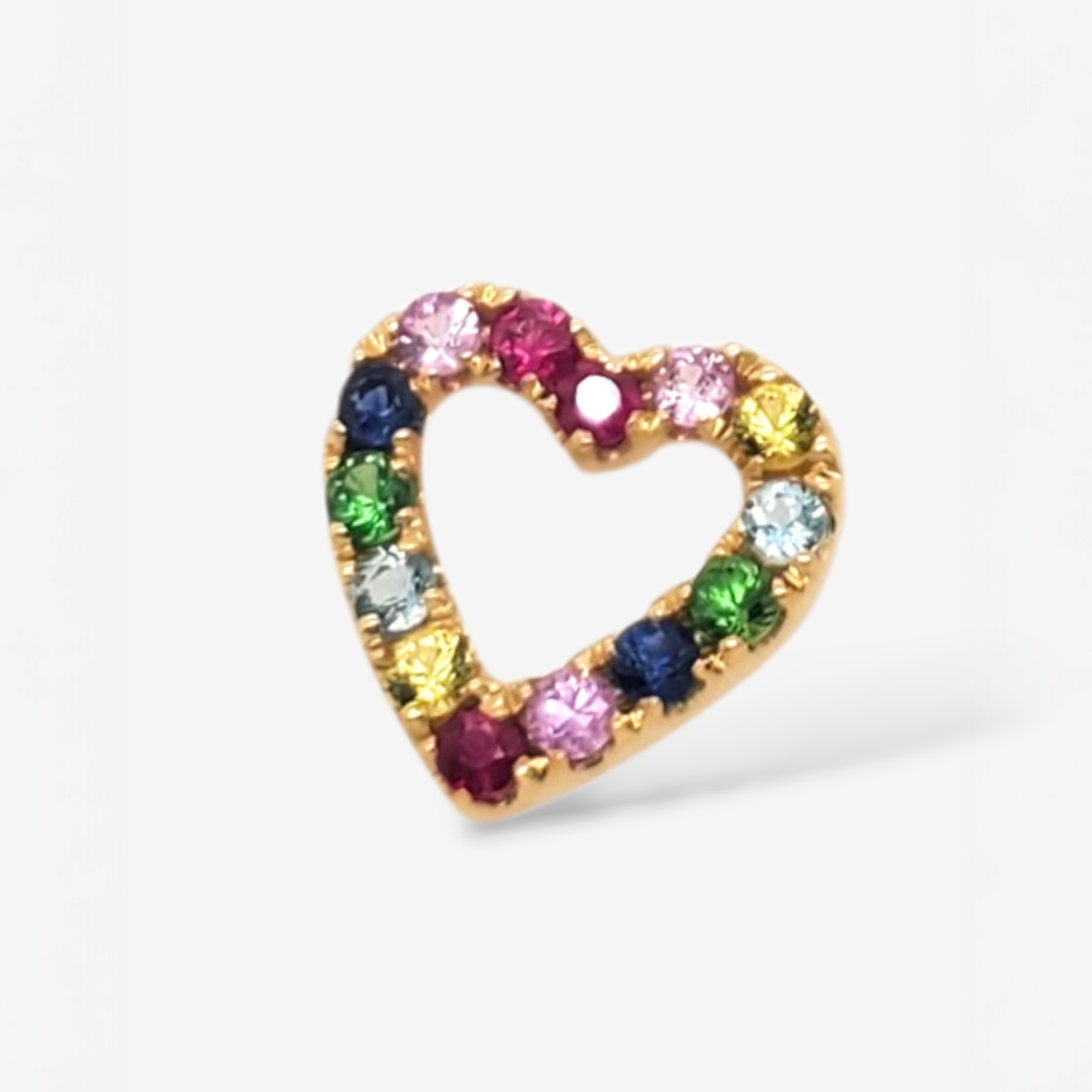 20260408_164323.png Dije (11 x 11 mm) Corazon Silueta Rainbow Zafiros Colores (0.50 Ct) - Oro Amarillo 14Kts - Image 1