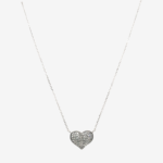 Cadena (42 cm) c/ Corazon Diamantes Naturales Pave (0.14 Ct) - Oro Blanco 14Kts