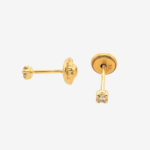 Zarcillos (2 mm) Screwback Diamantes Mini (0.04 Ct) 4 Prongs - Oro Amarillo 18Kts