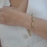 Brazalete (21 cm) Eslabones Rectangulares Light (6.4 mm) c/ Cierre Spring - Oro Amarillo 18Kts - Image 2