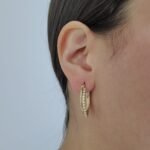 Argollas (24 mm) Dos Líneas Lisa & Zircones Pave Entrelazados (20 mm) - Oro Amarillo 14Kts - Image 2