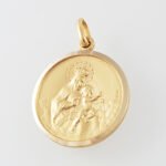 Medalla Redonda Escapulario (Ø 23 mm ) Corazón de Jesús y Virgen del Carmen - Oro Amarillo 14Kts - Image 2