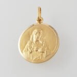Medalla Redonda Escapulario (Ø 19 mm) Corazon de Jesus y Virgen del Carmen - Oro Amarillo 18Kts - Image 2