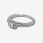 Anillo de Compromiso c/ Halo & Aro Diamantes & Zircon Central - Oro Blanco 14Kts - Image 2