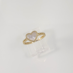Anillo Cuban Link c/ Corazon Madre Perla  - Oro Amarillo 14Kts