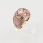 Anillo con Estrellas Madreperla y Diamantes Blancos - Oro Amarillo 18Kts