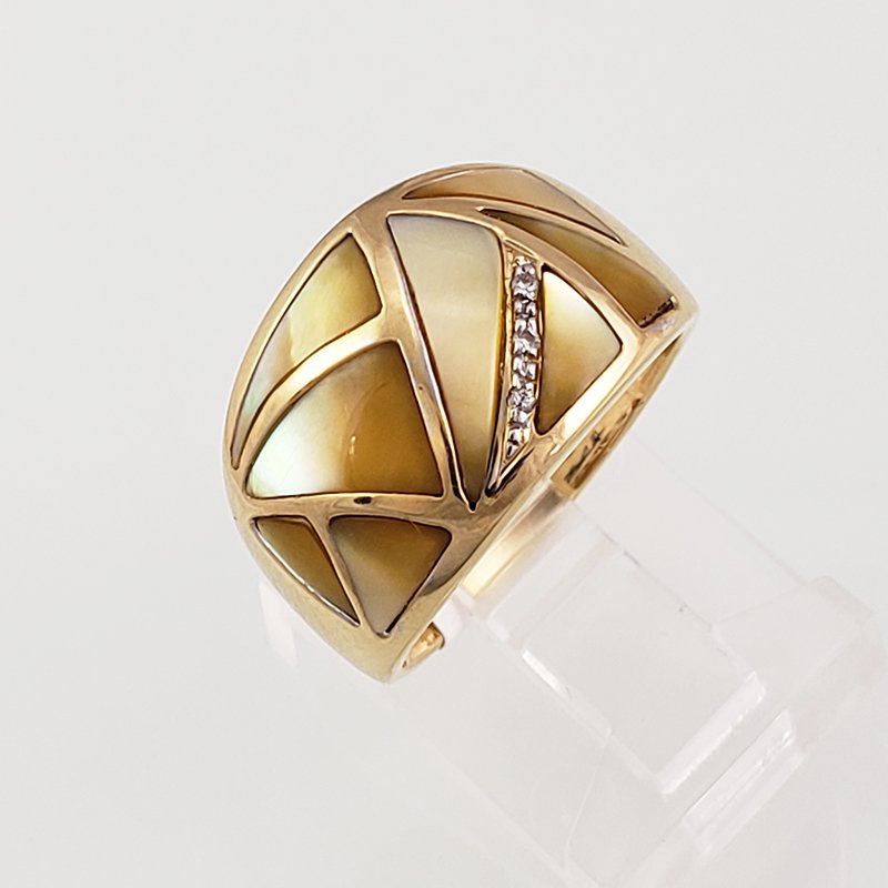 EUG745C79.jpg Anillo Madreperla con Tonos Amarillos y Diamantes - Oro Amarillo 18Kts - Image 1