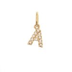 Dije (0.03 Ct) Inicial Mini c/ Diamantes Pave & Argolla (Bail) - Oro 14Kts - Image 2