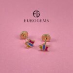 Zarcillos (5 x 5 mm) Estrellas c/ Esmalte & Zircon - Oro Amarillo 18Kts - Image 2
