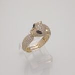 Anillo Pantera c/ Zircones Pave & Ojos Verdes - Oro Amarillo 18Kts - Image 2
