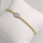 Brazalete Expandible c/ Esferas (3 mm) & Ojo c/ Diamantes - Oro Amarillo 18Kts