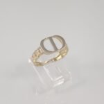 Anillo c/ Letras CD & Tejido Cuban Link - Oro Amarillo 14Kts
