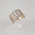 Anillo Ancho Greca c/ Zircones - Oro Amarillo 14Kts