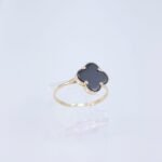 Anillo c/ Trebol Onix & Aro Fino - Oro Amarillo 14Kts
