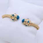 Bangle Entorchado c/ Puntas Turquesa - Oro Amarillo 14Kts